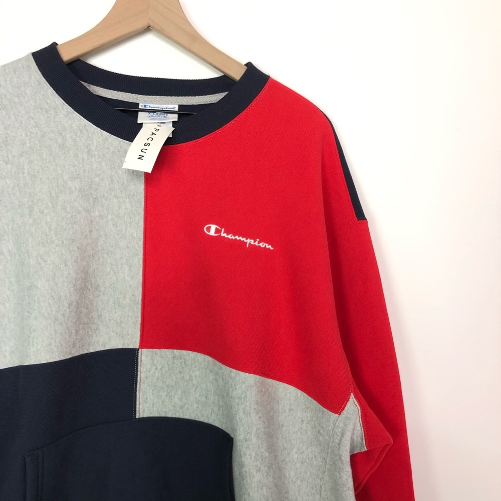 CHAMPION Men Reverse Weave Color Block Sweatshirt - Picture 2 of 7